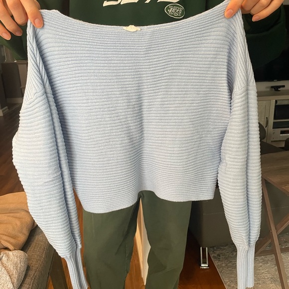 Garage cropped blue long sleeve top - Picture 3 of 4